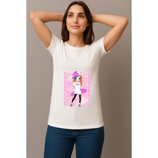 Petite Pati Kadın Beyaz Baskılı Tişört