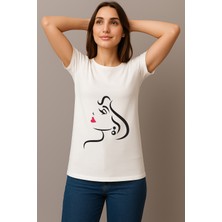 Petite Pati Kadın Beyaz Baskılı Tişört