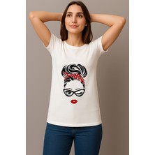 Petite Pati Kadın Beyaz Baskılı Tişört