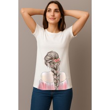 Petite Pati Kadın Beyaz Baskılı Tişört