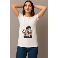 Petite Pati Kadın Beyaz Baskılı Tişört