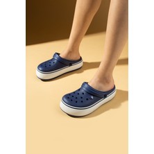 Pembe Potin Beyaz Şeritli Yüksek Taban Comfort Eva Kadın Sandalet 011-812-25