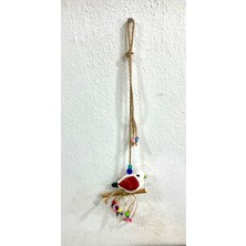 Balkon Duvar Süsü Seramik Dalda Kırmızı Kuş Duvar Dekorasyonu Bahçe Duvar Süsü