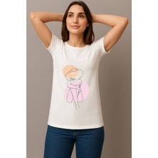 Petite Pati Kadın Beyaz Baskılı Tişört