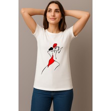 Petite Pati Kadın Beyaz Baskılı Tişört