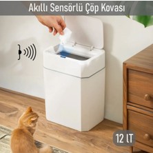 Otomatik Kapak Açan Sensörlü Lüks Çöp Kovası 12 Lt, 23,5 x 17,5 x 31,8 cm