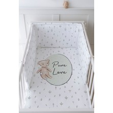 Tuğba Kuğu Bebek Başucu Koruyucu ve Baskılı Çarşaflı Uyku Seti - For Baby Serisi - Retro Oyuncak Ayı
