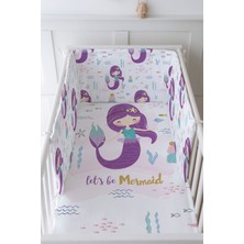 Tuğba Kuğu Bebek Başucu Koruyucu ve Baskılı Çarşaflı Uyku Seti - For Baby Serisi - Mor Deniz Kızı