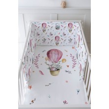 Tuğba Kuğu Bebek Başucu Koruyucu ve Baskılı Çarşaflı Uyku Seti - For Baby Serisi - Pembe Balonda Fil