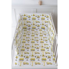 Tuğba Kuğu Bebek Başucu Koruyucu ve Baskılı Çarşaflı Uyku Seti - Iconic Serisi - Iş Makinaları