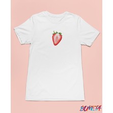 Bumeta Çilek Dilimi Minimal Meyve Unisex Tişört T-Shirt