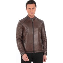 Hakiki Deri Slim Fit Erkek Ceket | Kahverengi