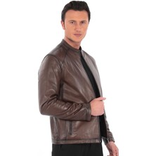Hakiki Deri Slim Fit Erkek Ceket | Kahverengi