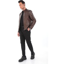 Hakiki Deri Slim Fit Erkek Ceket | Kahverengi