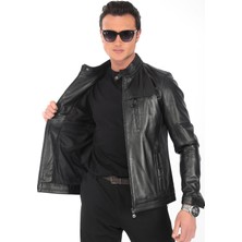 Hakiki Deri Erkek Ceket | Yaka Tokalı Spor Model