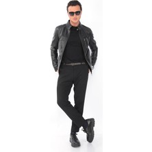 Hakiki Deri Erkek Ceket | Yaka Tokalı Spor Model