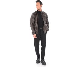 Hakiki Deri Erkek Ceket | Yaka Tokalı Spor Model