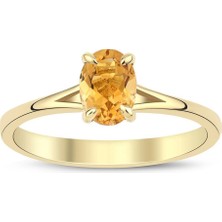 Citrine Oval Tektaş Yüzük