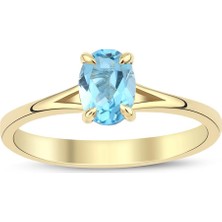 Blue Topaz Oval Tektaş Yüzük