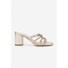 Valmenti Kadın Hakiki Deri Sarı Terlik 1141 564 Maren 6-1 Byn Trlk Y25 Gold Snake