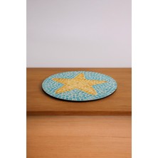 Ocean Point Yıldız Desenli Mozaik Supla, El Yapımı, Sedef Görünümlü, Dekoratif Sunum Altlığı, 35 cm