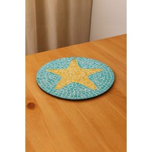 Ocean Point Yıldız Desenli Mozaik Supla, El Yapımı, Sedef Görünümlü, Dekoratif Sunum Altlığı, 35 cm