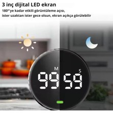Mutfak ve Ders Için Dijital Zamanlayıcı, LED Ekranlı, Mıknatıslı, Kronometre, Alarm, Geri Sayım