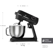 Karaca Multichef Artisan Digital Ekran 7 Litre Döküm Stand Mikser Siyah 1800W
