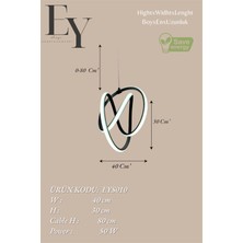 Ey Shop Modern Siyah Venüs Model 3 Renk (Beyaz & Sarı & Günışığı) Lüks LED Avize