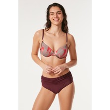 C&city Yüksek Bel Kaplı Bikini Takım 3144 Bordo