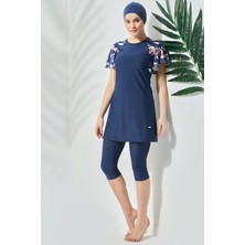 C&city Kısa Kol Taytlı Yarım Kapalı Tesettür Mayo C13090 Lacivert