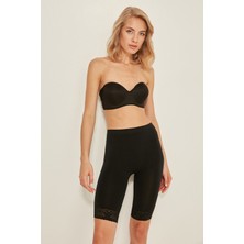 C&city C13004 Kadın Seamless Dantelli Paçalı Uzun Boxer Siyah