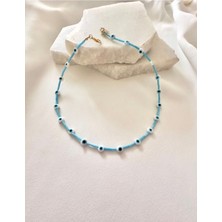 Cam Nazar Boncuklu Mavi Kolye