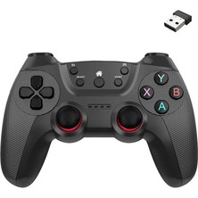 2.4g Kablosuz Oyun Kolu Pc Uyumlu Pilli Joystick Wireless Gamepad Hassas Trigger Kaymaz Tasarım G2.4g (Siyah)