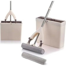 Sünger Mop Sıkmalı Kovalı Kelebek Mop Yüksek Emiş Güçlü Sünger Toplam 3 Paspaslı