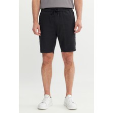 %100 Pamuk Comfort Fit Beli Bağlamalı Flamlı Yan Cep Şort