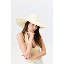 C&city Geniş Kenar Hasır Plaj Şapkası Y25730-16 Bej