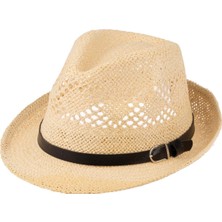 C&city Erkek Kemer Detaylı Hasır Fötr Şapka Y24750-09 Bej