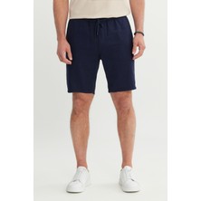 Altınyıldız Classics Erkek Lacivert %100 Pamuk Comfort Fit Beli Bağlamalı Flamlı Yan Cep Şort