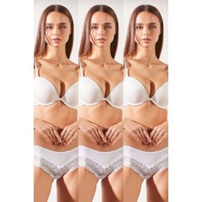 C&city 3 lü Paket Dantelli Külot 540 Beyaz