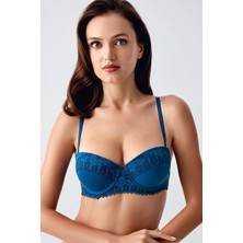 Dolgusuz Dantel Detaylı Sütyen C18370 Petrol