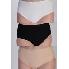 3'lü Paket Yüksek Bel Bikini Külot 5002 Siyah/beyaz/ten
