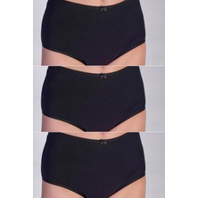 3'lü Paket Pamuklu Yüksek Bel Slip Külot 5004 Siyah