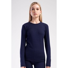 C&city Kadın Uzun Kol Bisiklet Yaka Termal T-Shirt 409008 - Lacivert