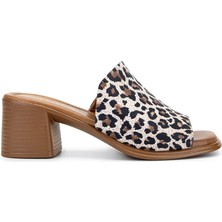 Tamer Tanca Kadın  Deri Bej Topuklu Terlik 838 809 Bn Trlk Y25 Bej Yln