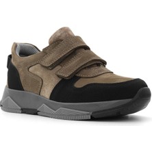 Rakerplus Hakiki Deri Kahverengi Siyah Çocuk Sneakers Spor Ayakkabı