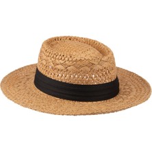 C&city Erkek Bant Detaylı Hasır Fötr Şapka Y24750-01 Krem