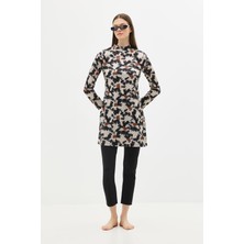 Desenli 4'lü Tesettür Mayo 1300 Siyah