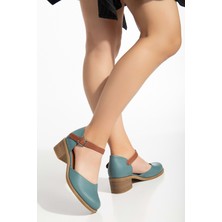 Analin Shoes Kadın Deri Bilekten Bağlı Sandalet Kadın Deri Sandalet Bej 36