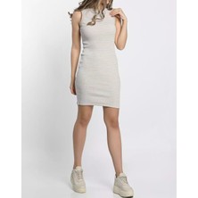 Fitilli Midi Halter Yaka Askılı Elbise